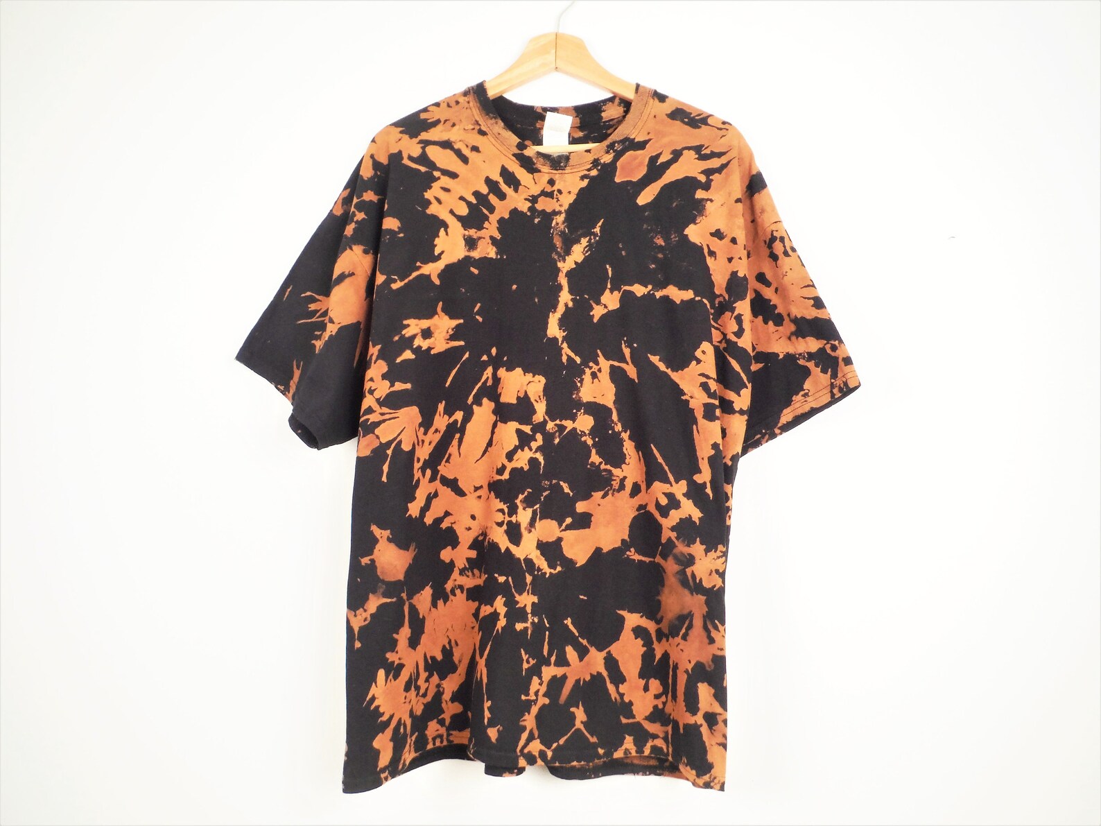Bleach Dyed Tshirt Black and Orange Hand Dyed Men's Heavy Etsy