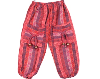 Age 1-2 Children's Fleece Trousers Cosy Hippie Boho Blanket Pants Pink and Purple Paisley Stripe Unisex Girls or Boys