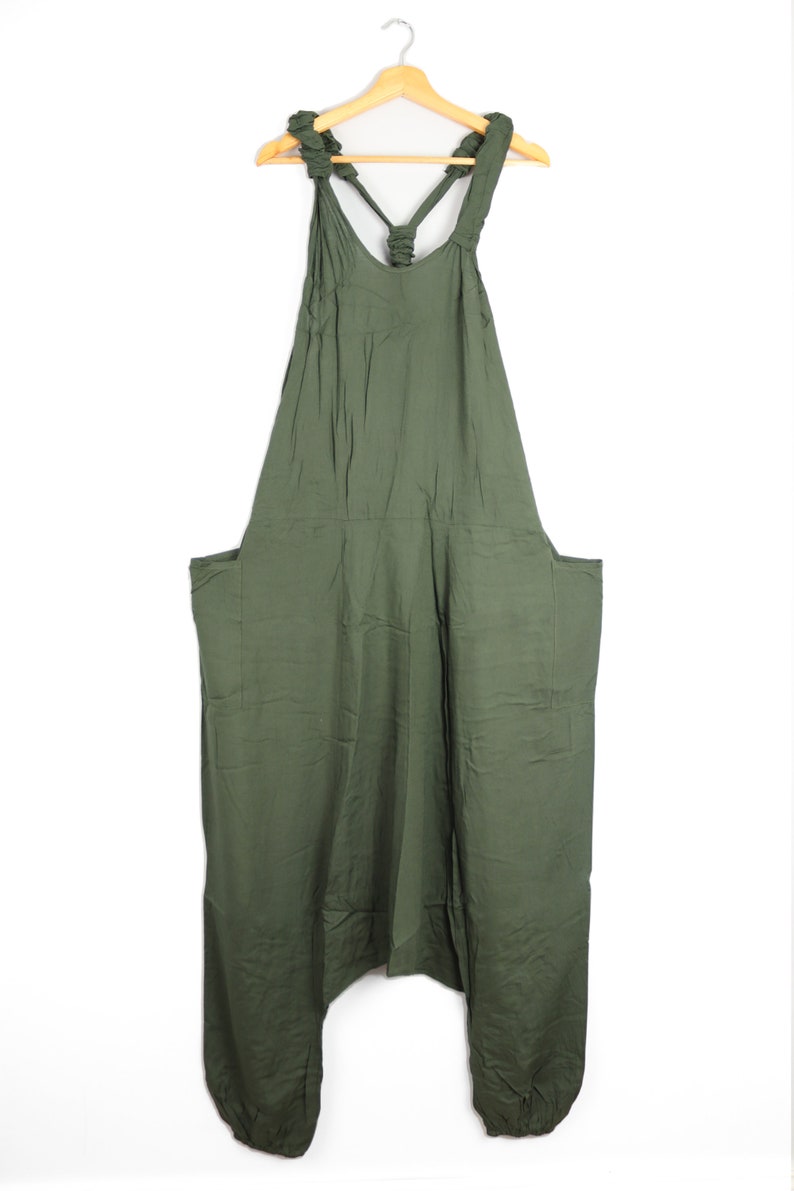 Moss Green Harem Onesie Aladdin Dungarees Boho Jumpsuit Unisex Baggy Playsuit Men's Women's image 10