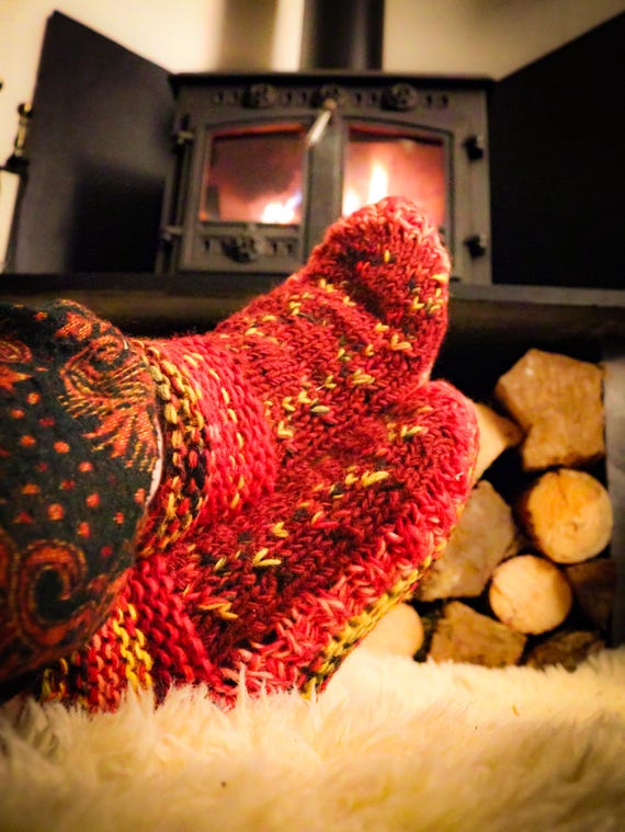 Chaussettes doublées polaire en laine tricotée longueur cheville