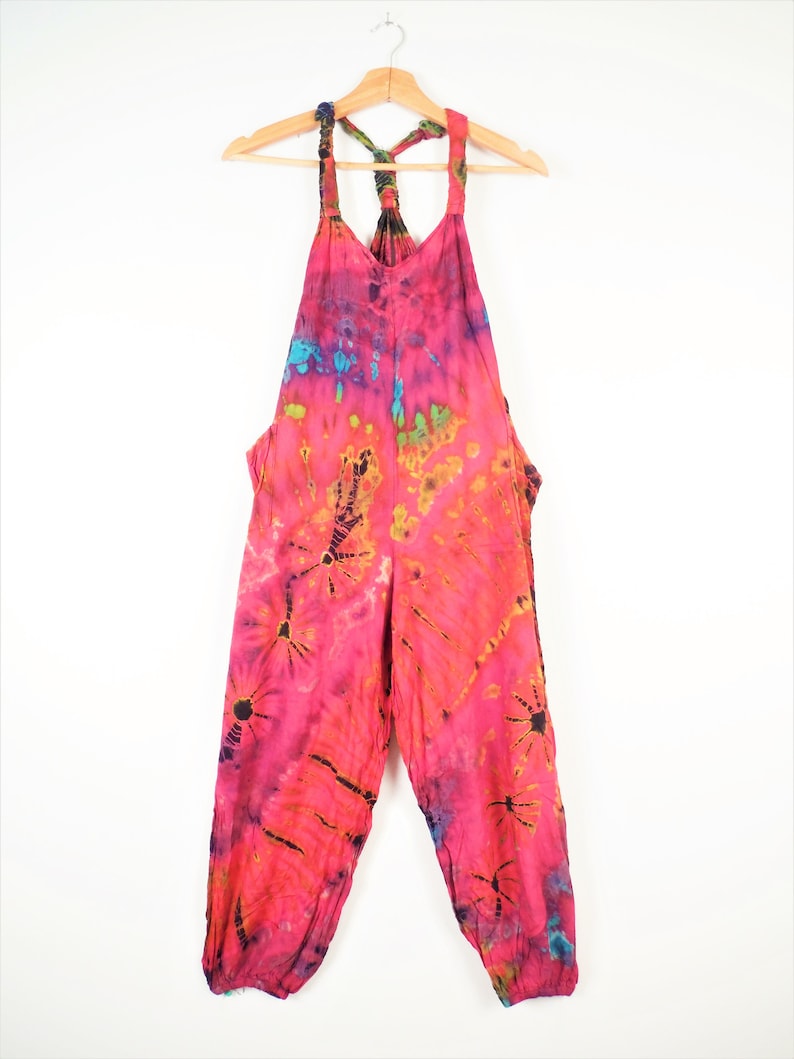 Children's Dungarees Pink Rainbow Tie Dye Overalls Age - Etsy