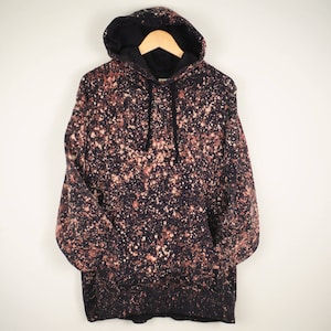 Blu Navy Bleach Galaxy Pullover Felpa con cappuccio tinta a mano Maglione con cappuccio Unisex