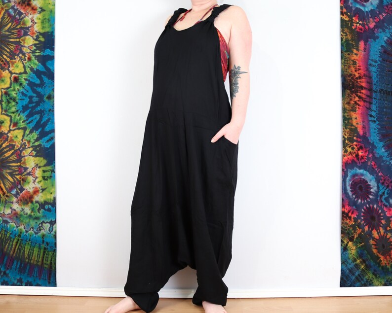 Black Harem Dungarees Boho Jumpsuit Unisex Aladdin Onesie Etsy