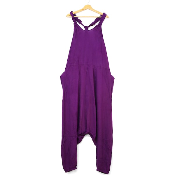 Purple Violet Harem Dungarees Hippie Romper Festival Onesie Hippy Jumpsuit Playsuit Unisex Women's Men's by Bare Canvas