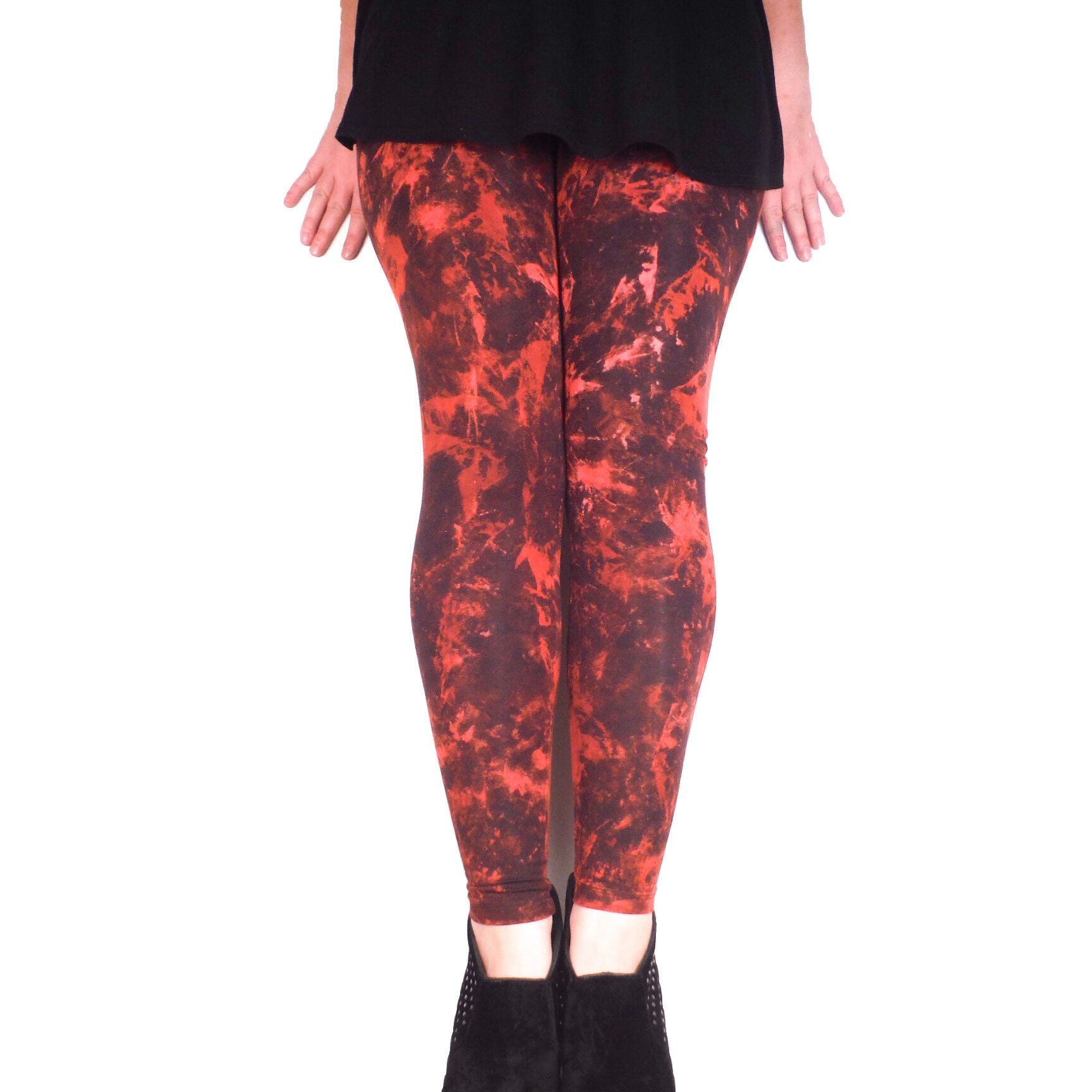 Brown Patterned Yoga Leggings Hand Dyed 