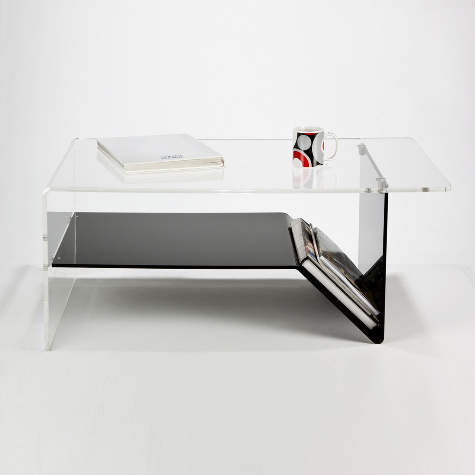 Perspex Acrylic Modern Coffee Table with Shelf & Magazine Etsy