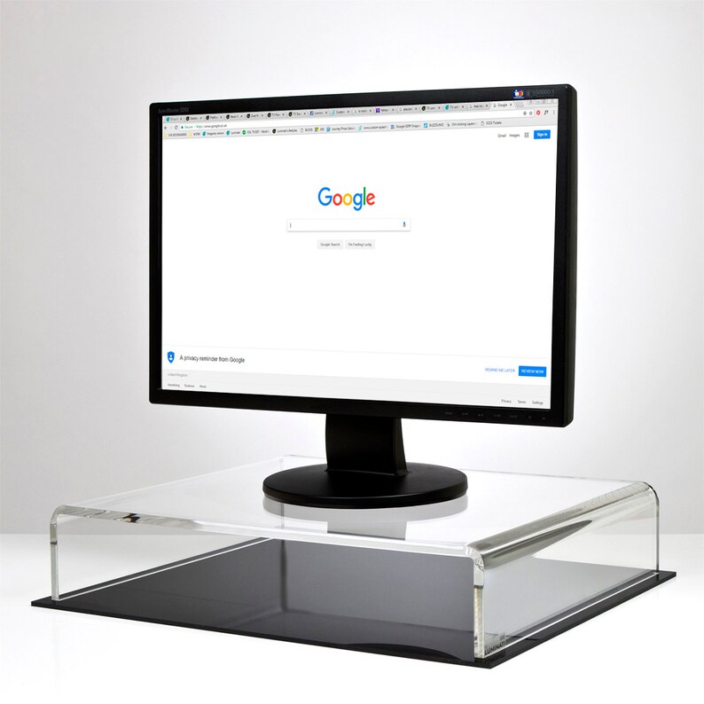 Acrylic Tv Monitor Riser Bridge Stand Premium Made In The Uk