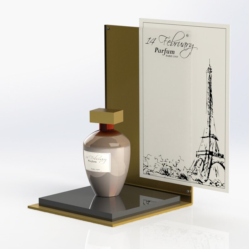 Perfume Stand Premium Perspex with Branding Panel Made in the UK image 3