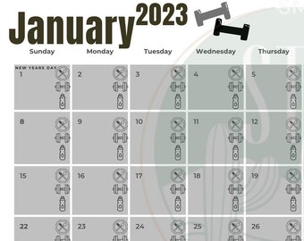 January 2023 Printable Fitness Tracking Calendar | Fitness Tracker Monthly Calendar 2023 | Printable Version ONLY