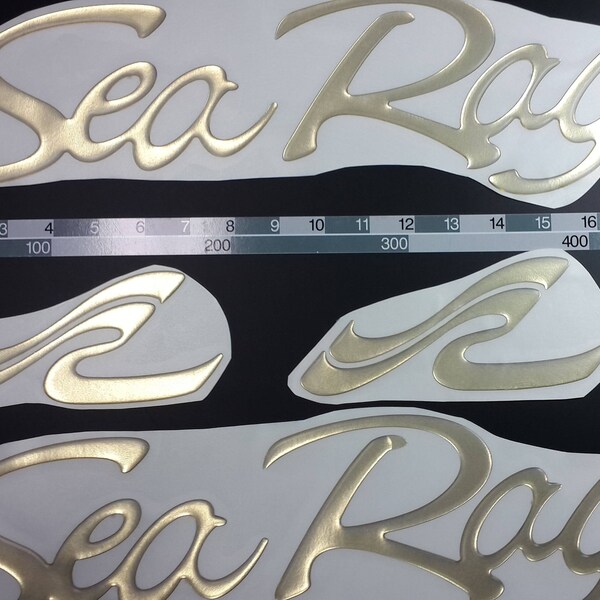 Sea Ray Black & Chrome 13-inch Oval Hull Side Emblems | Pair, 13 X 2-3/4, Made In USA