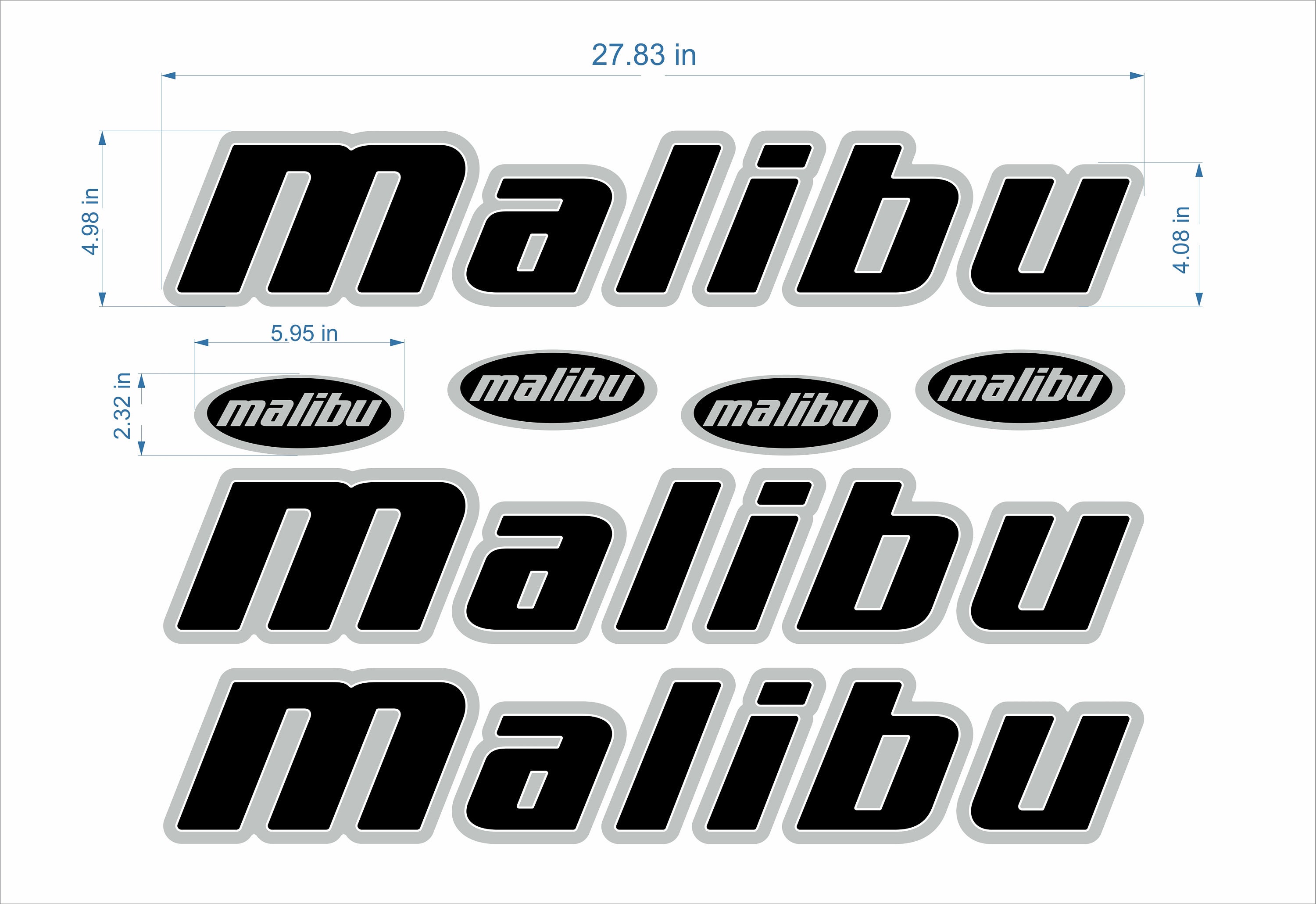 Malibu Boat Emblems 27 Set 3 Pieces FREE FAST Delivery Etsy