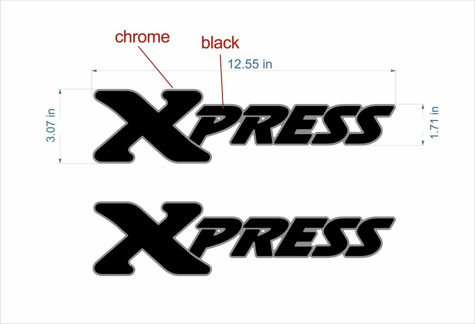 Xpress Boats Emblems 12 Chrome Black FREE FAST Etsy