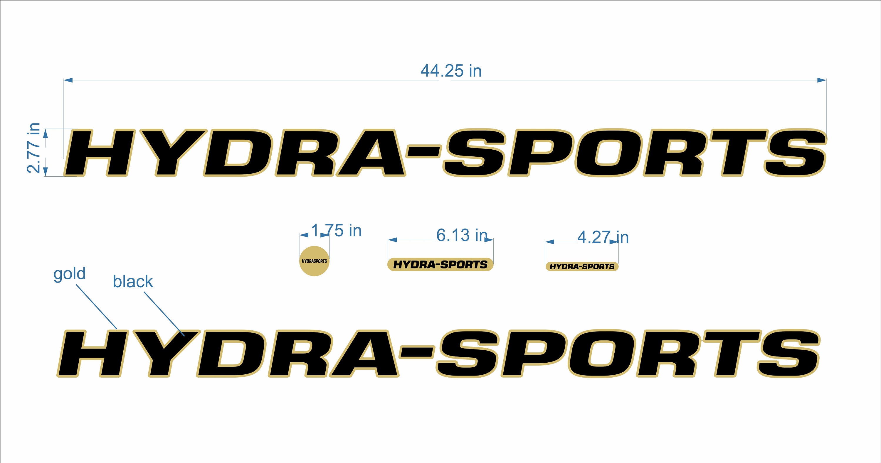 Hydrasports boat Emblems 44 gold black FREE FAST Etsy