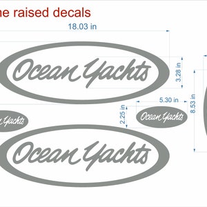 Ocean Yachts-bootembleem 18" chroom + GRATIS SNELLE levering DHL Express - stickerset met reliëf - grafische sticker
