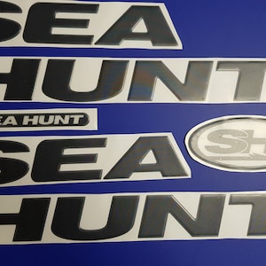 Sea Hunt-bootemblemen 38" zwart + GRATIS SNELLE levering DHL Express - Stickersset - Grafische sticker
