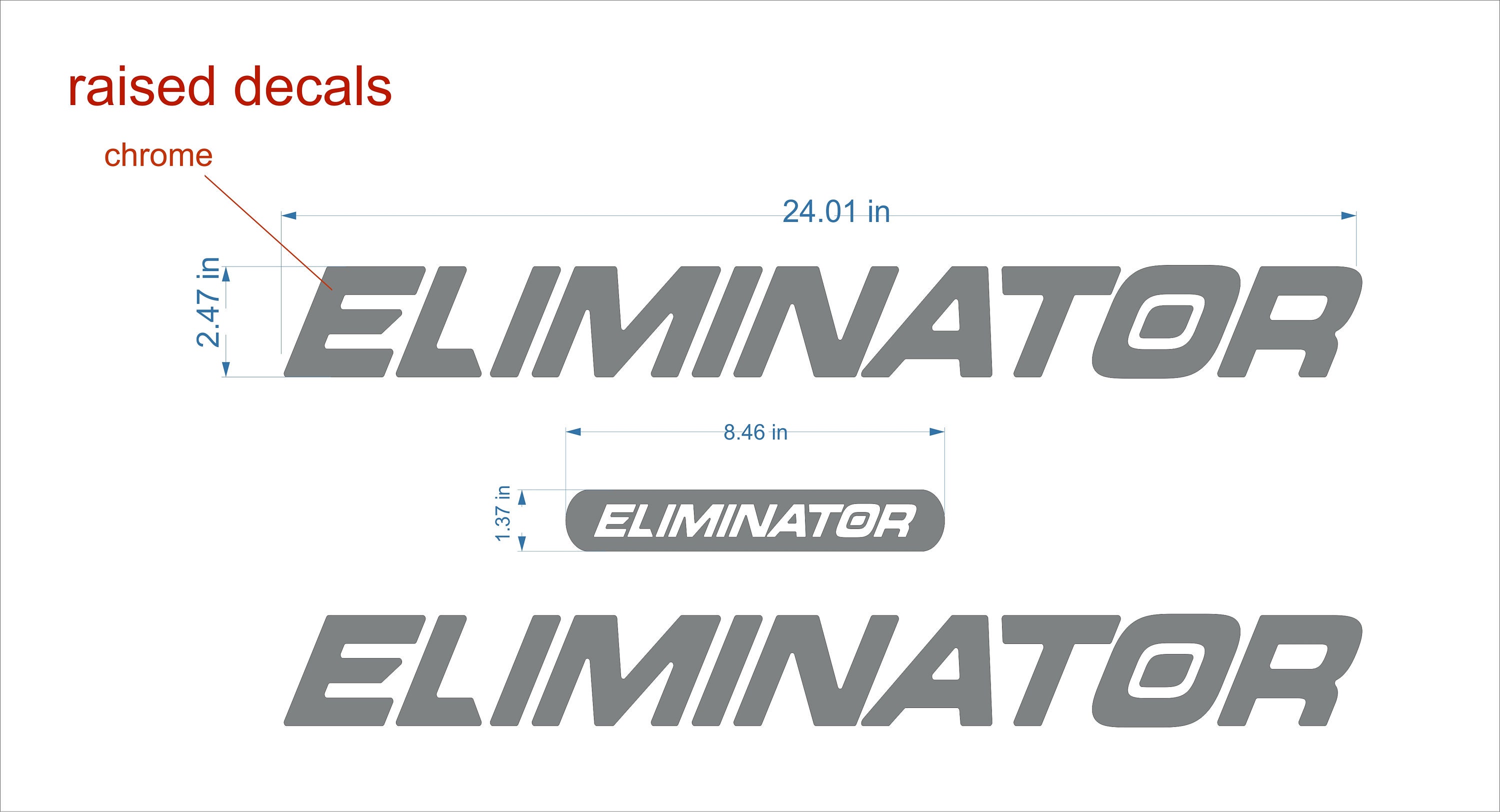 Eliminator boat Emblem 24" chrome + FREE FAST delivery DHL express - raised decal - Stickers Set - Graphics Decal