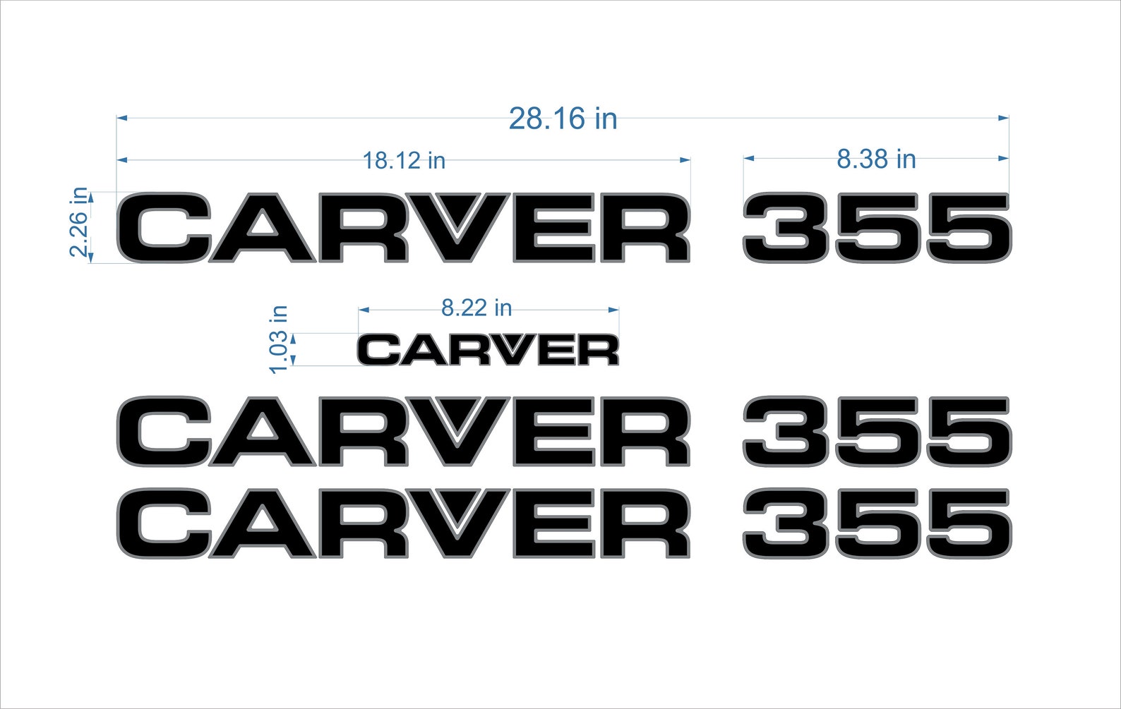 Carver 355 boat Emblems 28 chrome black FREE FAST Etsy