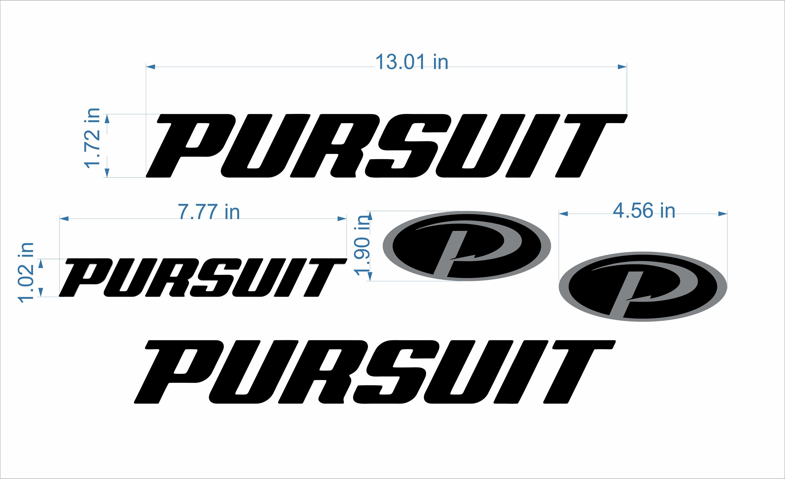 Pursuit Boat Emblems 13 Black FREE FAST Delivery DHL Express Raised Decals  - Etsy
