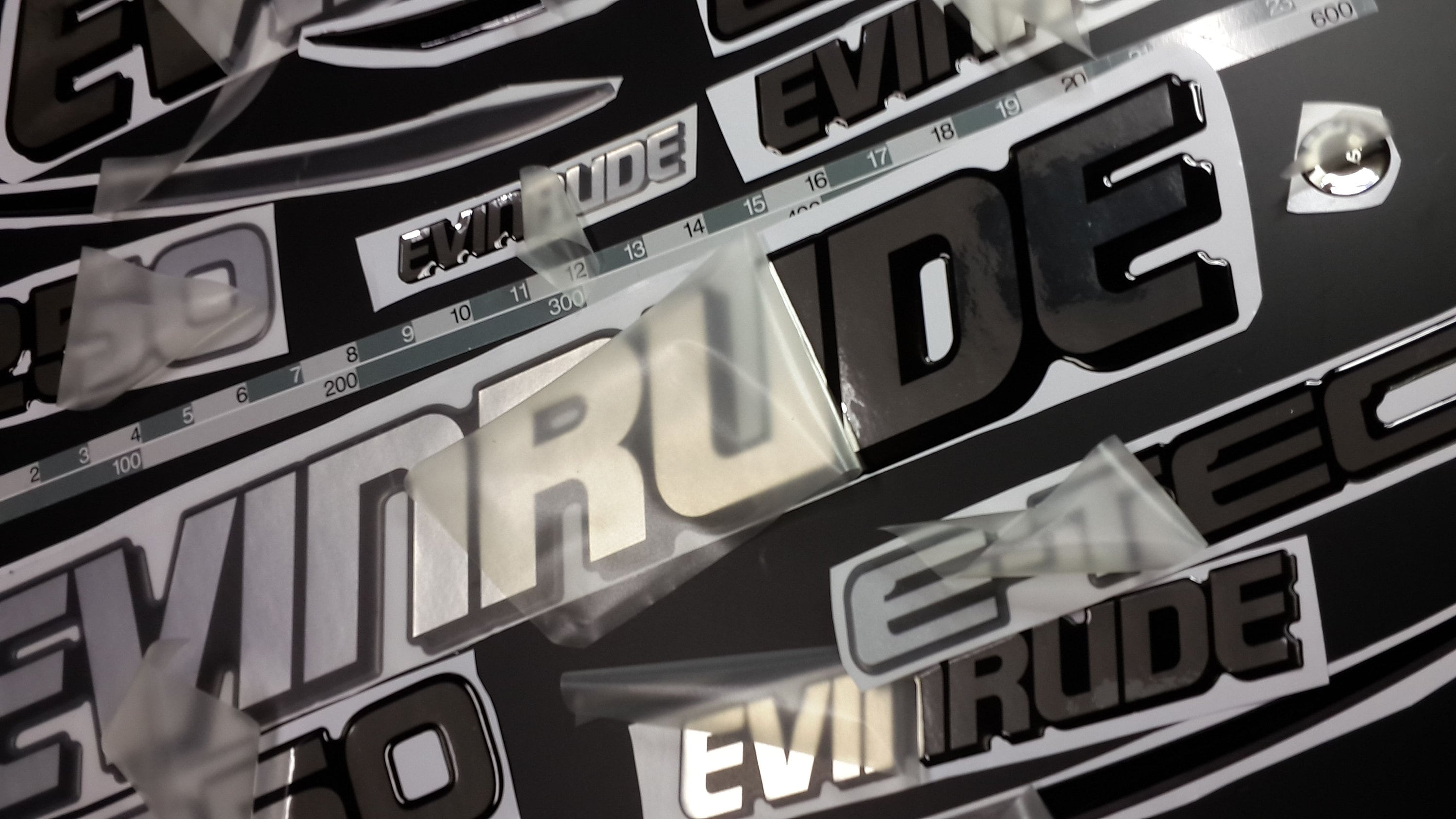 Bot Emblems Evinrude Boat Emblems 150 Chrome Black + FREE FAST Delivery DHL Express ...