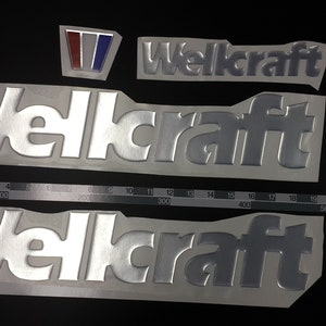 Wellcraft-bootemblemen 19" chroom + GRATIS SNELLE levering DHL Express - Stickersset - Grafische sticker