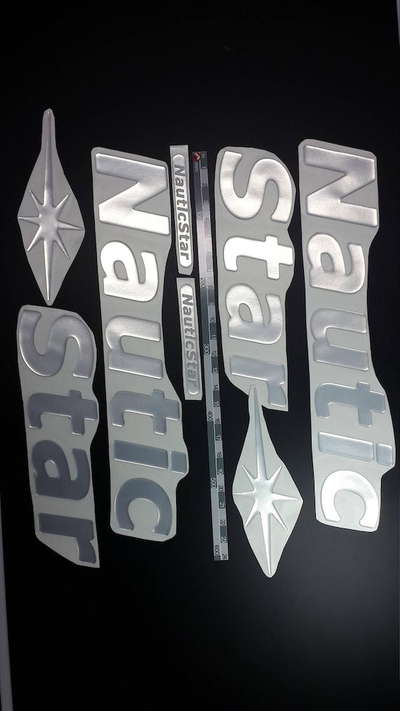 NAUTICSTAR BOAT LOGO DECAL SILVER SET OF 2