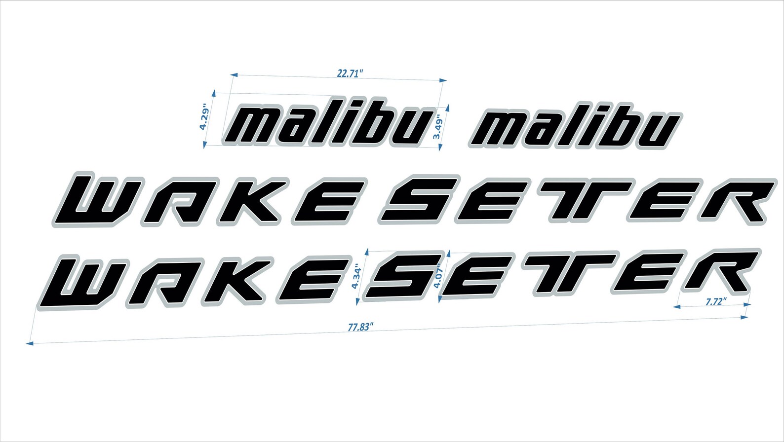 Malibu Wakesetter Boat Emblems 77.7 Chrome Black FREE Etsy