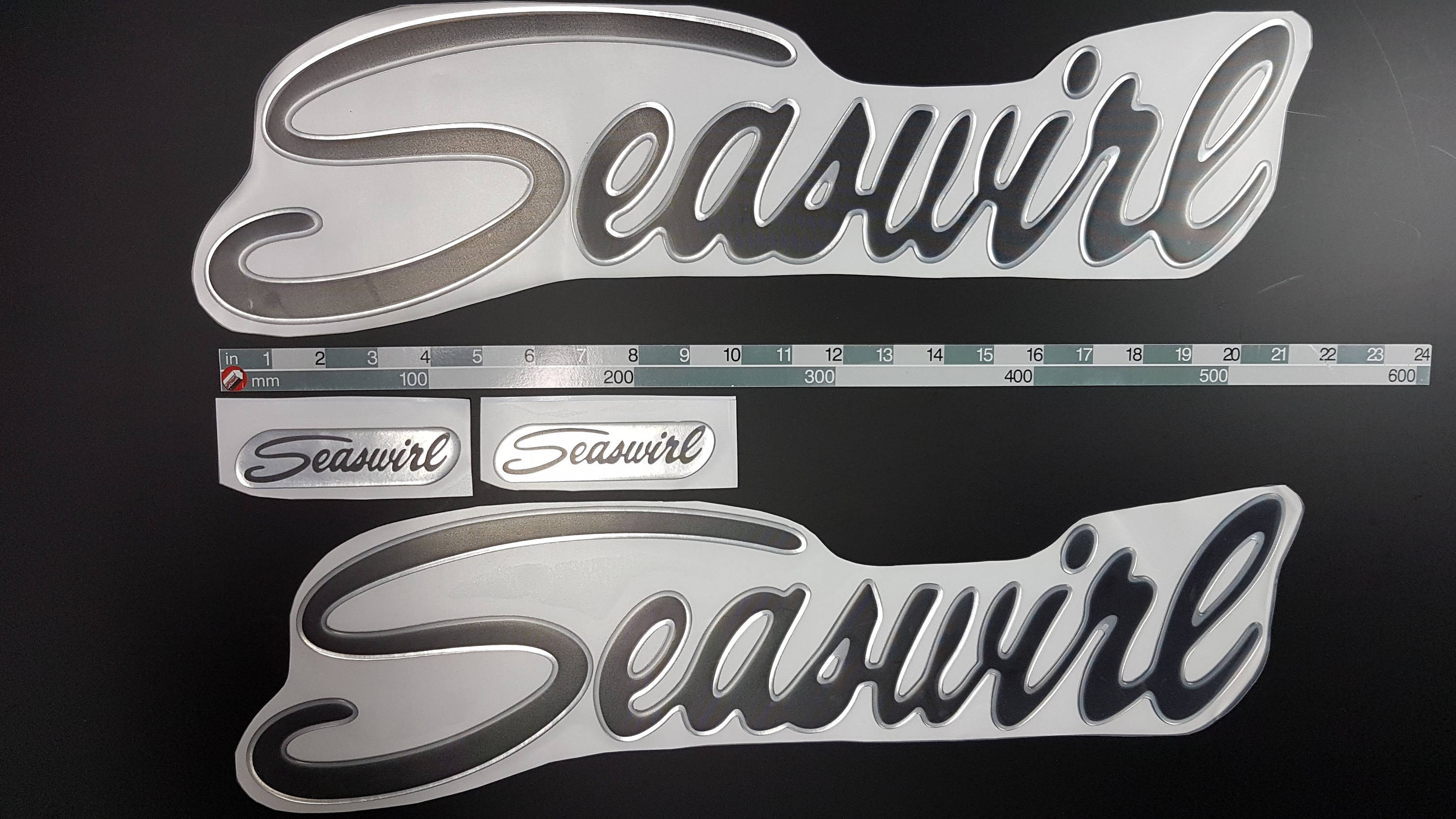 Seaswirl Boats Emblems 21/" silver black FREE FAST delivery DHL express