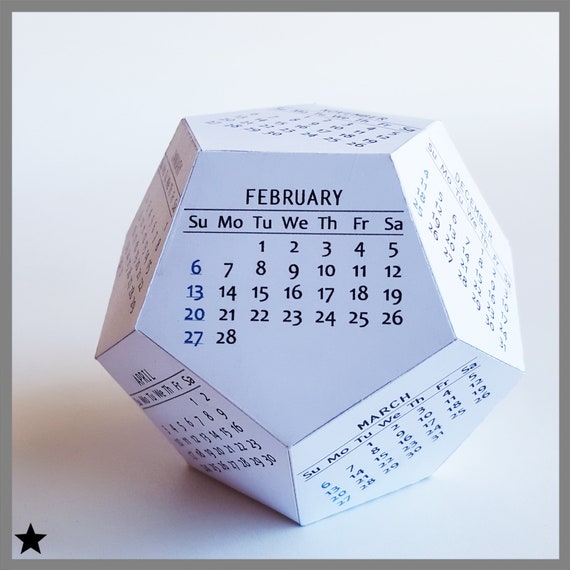 Printable Calendar 2022 Dodecahedron Desk Calendar Modern | Etsy