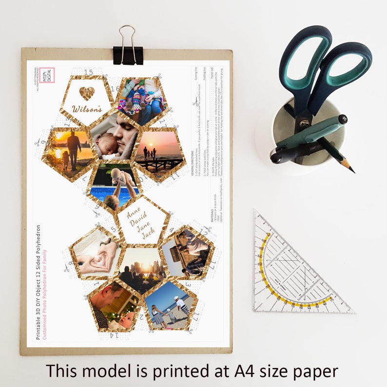 Family Photo Collage, Personalized Photo Block, Custom Family Gift, 3D