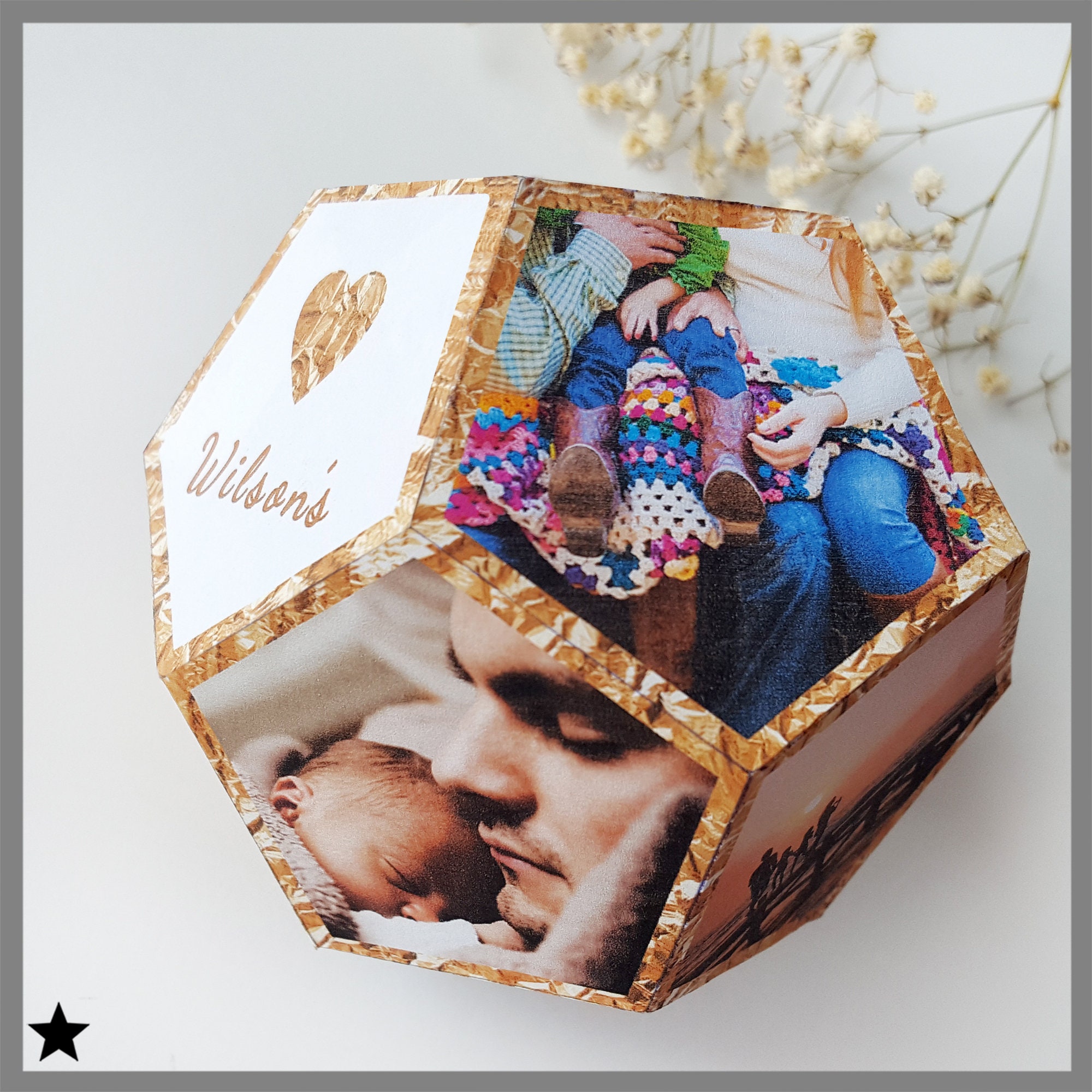 Family Photo Collage, Personalized Photo Block, Custom Family Gift, 3D