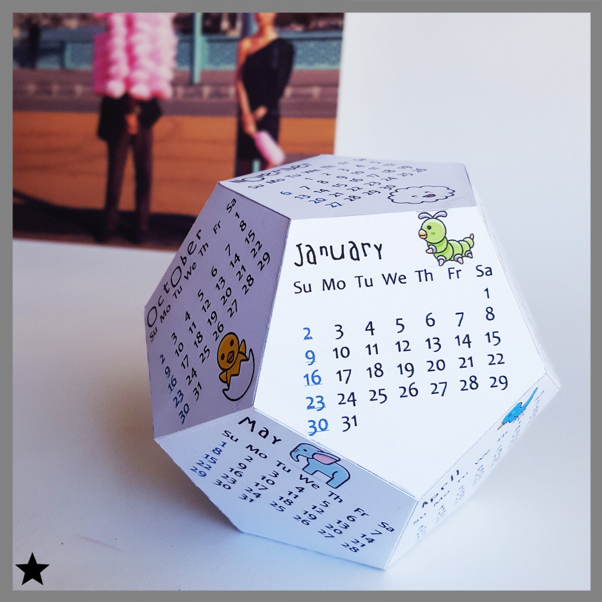 kawaii printable calendar 2022 desk calendar block cubicle etsy