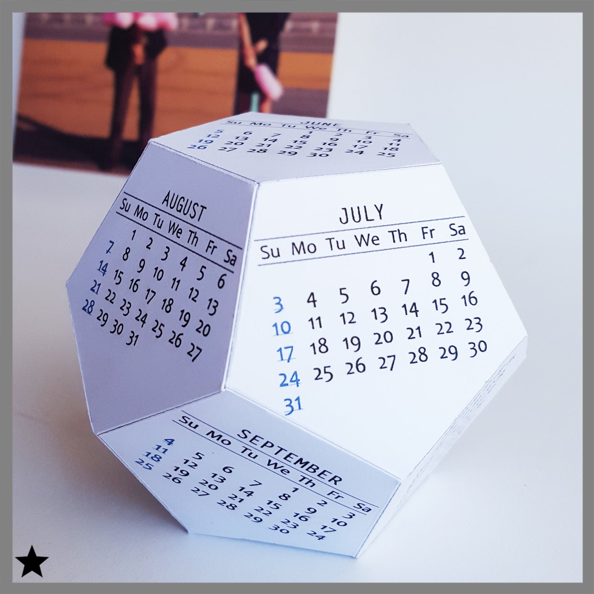 Printable Calendar 2022 Dodecahedron Desk Calendar Modern | Etsy