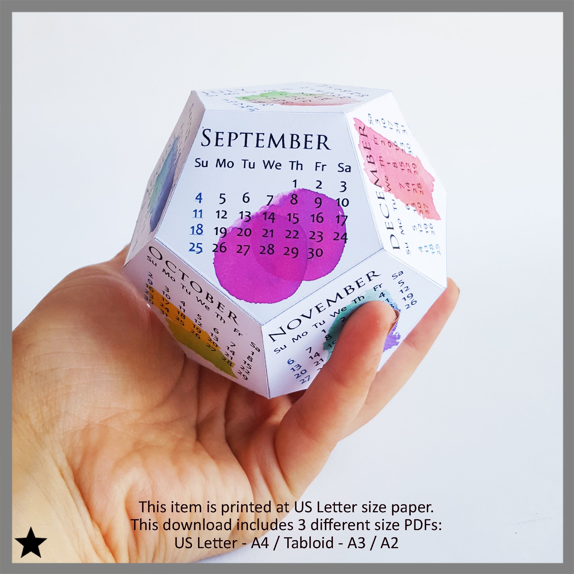 printable-calendar-2023-watercolor-desk-calendar-3d-etsy