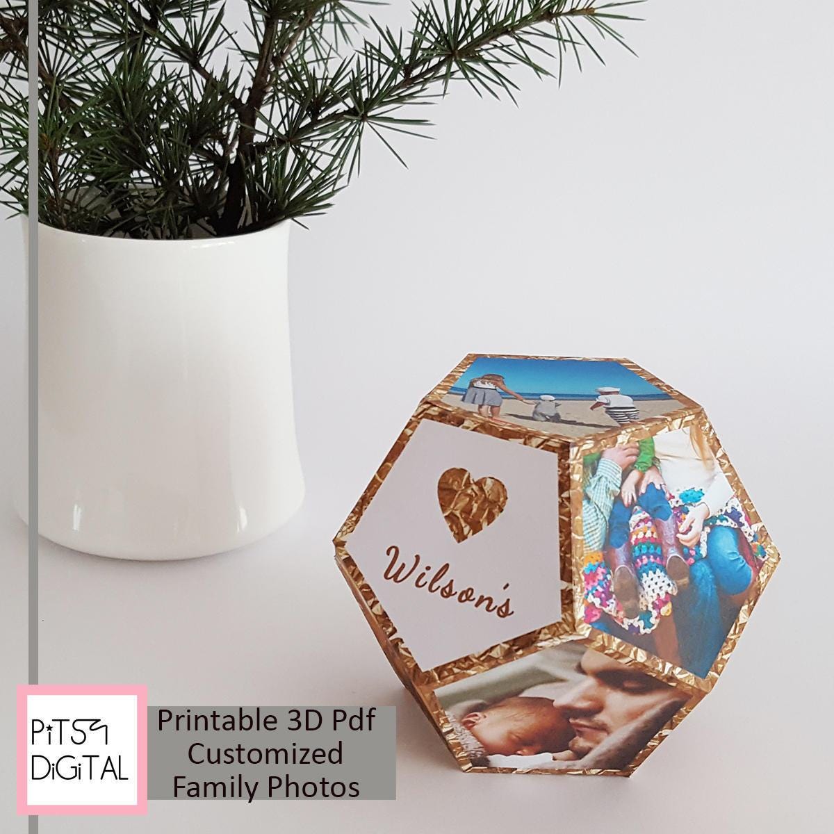 Family Photo Collage, Personalized Photo Block, Custom Family Gift, 3D