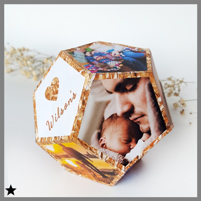 Family Photo Collage, Personalized Photo Block, Custom Family Gift, 3D