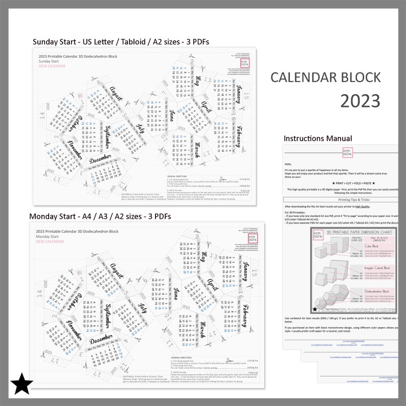 printable-calendar-2023-desk-calendar-block-office-decor-for-etsy