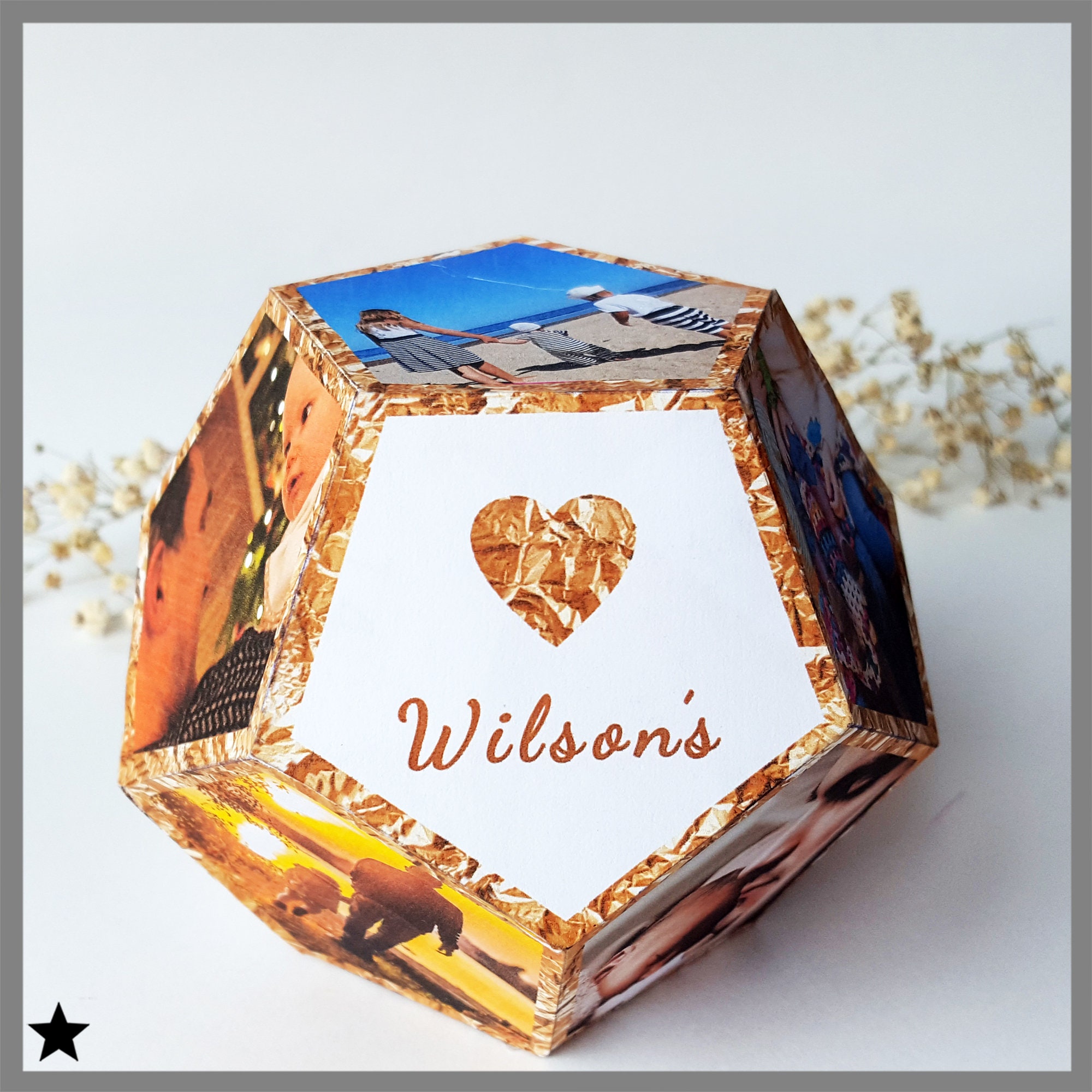 Family Photo Collage, Personalized Photo Block, Custom Family Gift, 3D