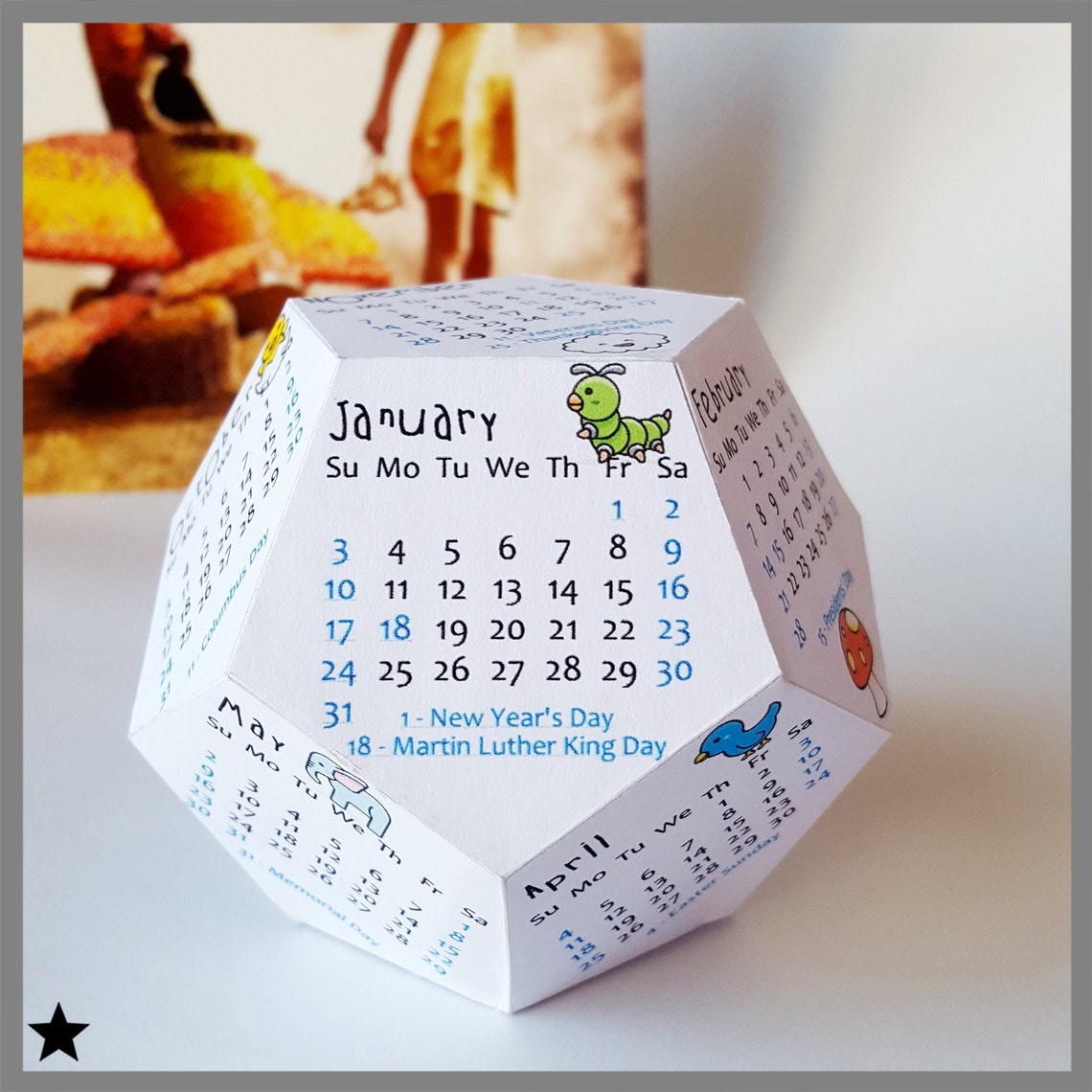 Kawaii Calendar 2021 Printable Desk Calendar 3D Papercraft | Etsy