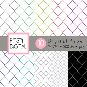 Metal Wire Digital Paper Pack, Commercial Use, Mesh Scrapbooking Supply, Fences Printable Background, 10 Sheets, PitsyDigital DP0040