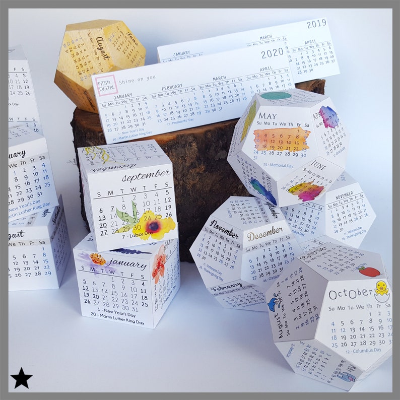 2024 Desk Calendar, Printable Calendar, Box Calendar, Modern Calendar ...