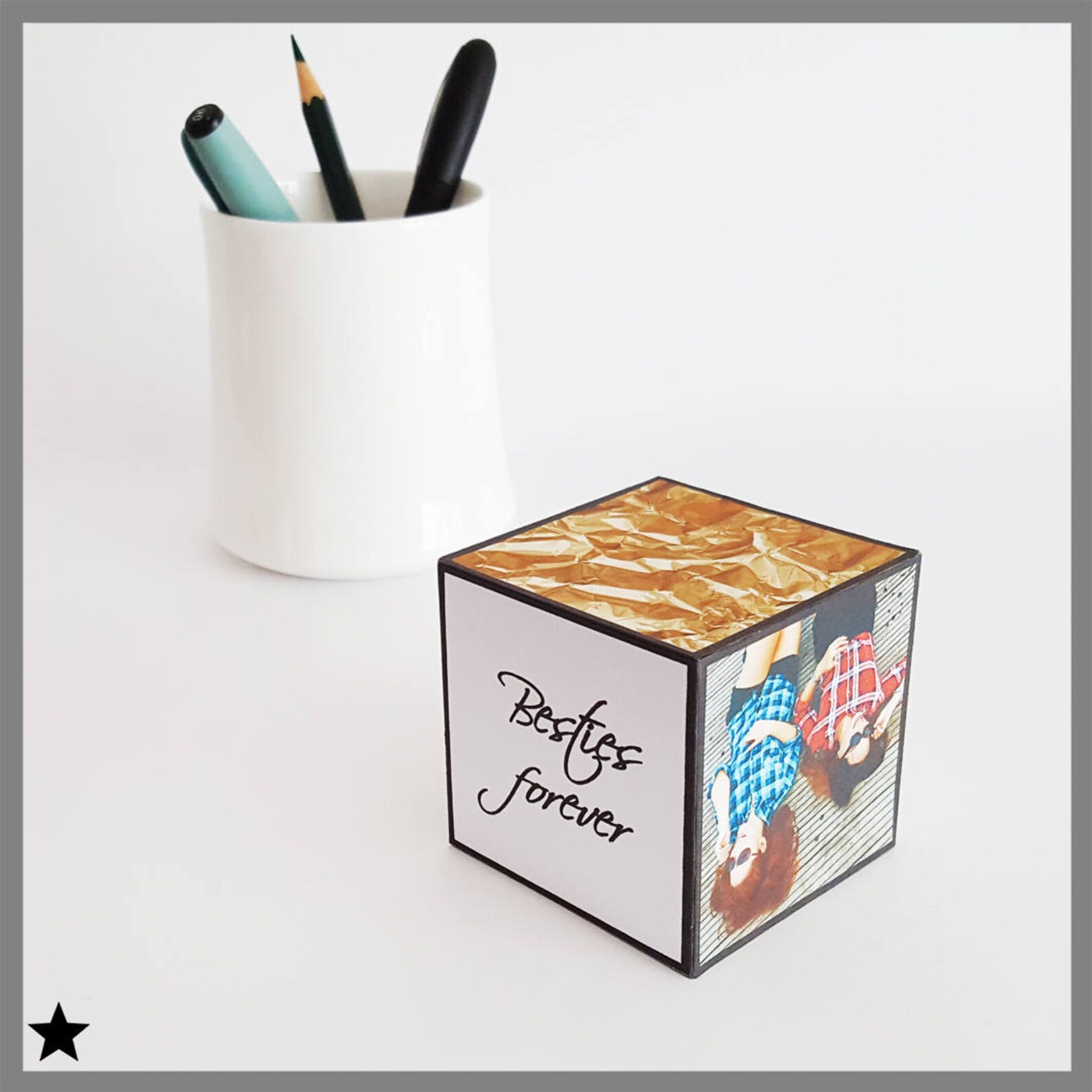 Gift for Best Friends, Printable 3D Paper Block, Personalized Photo