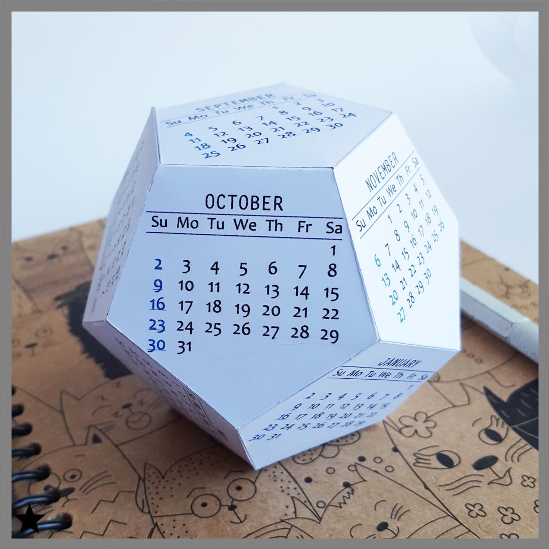 Printable Calendar 2023 Dodecahedron Desk Calendar Modern - Etsy