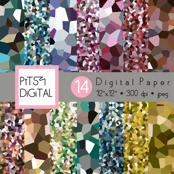 Mosaic Digital Paper Pack Commercial Use Fragmented | Etsy