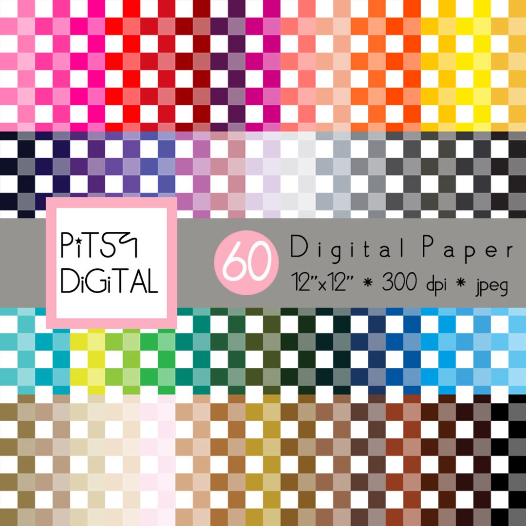Checkerboard Digital Paper Pack Commercial Use Squares Etsy