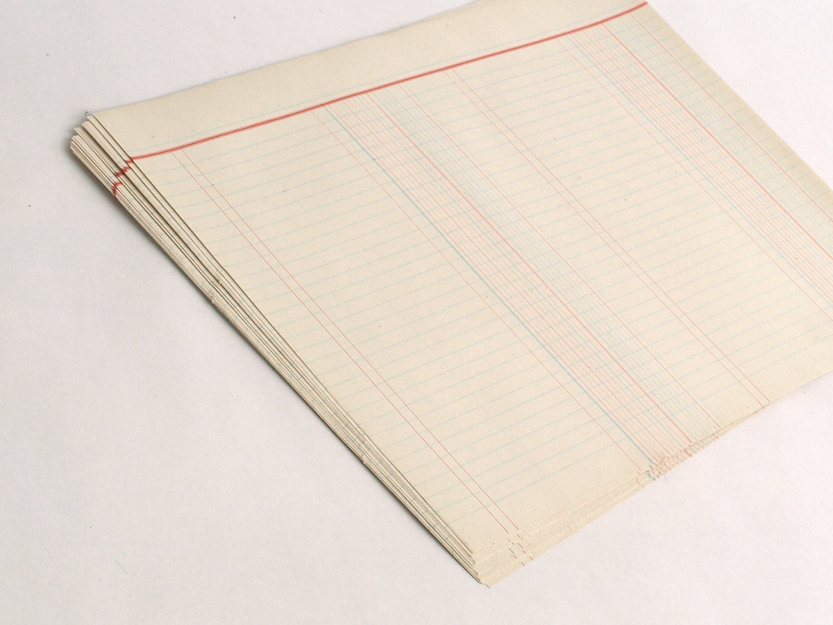 1940s ledger paper A3. Unused. Vintage paper. Vintage canvas and
