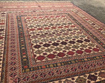 Boho Rustic Decor Handwoven Rug Handspun Wool Persian Area Rug