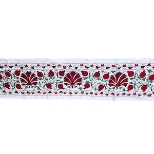 Floral Tapestry Fabric, Clove Design Handmade Table Runner,Vintage Table Decor, Suzani Wall Hanging, Wall Decor Art, Vintage Silk Bedding