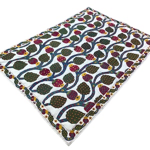 Full Handmade Special Crochet Needlework Table Cover, Vintage and Good Condition, Floral Design Silk Embroidery Wall Hanging, Old Bedspread