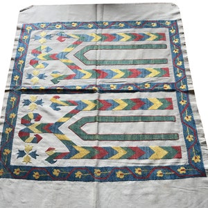 CROCHET Suzani Tablecloth - Perfect Natural Colors - VINTAGE Suzani - Special Needlework with SILK - Antique Wall Hanging - Suzani Headboard