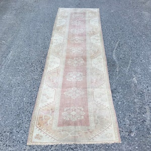 Handmade Muted Oushak Carpet Runner - Distressed Rug - Oriental 3x9 Oushak Rug - Hallway Runner - Faded Runner - Boho Decor Gift - Stair Rug